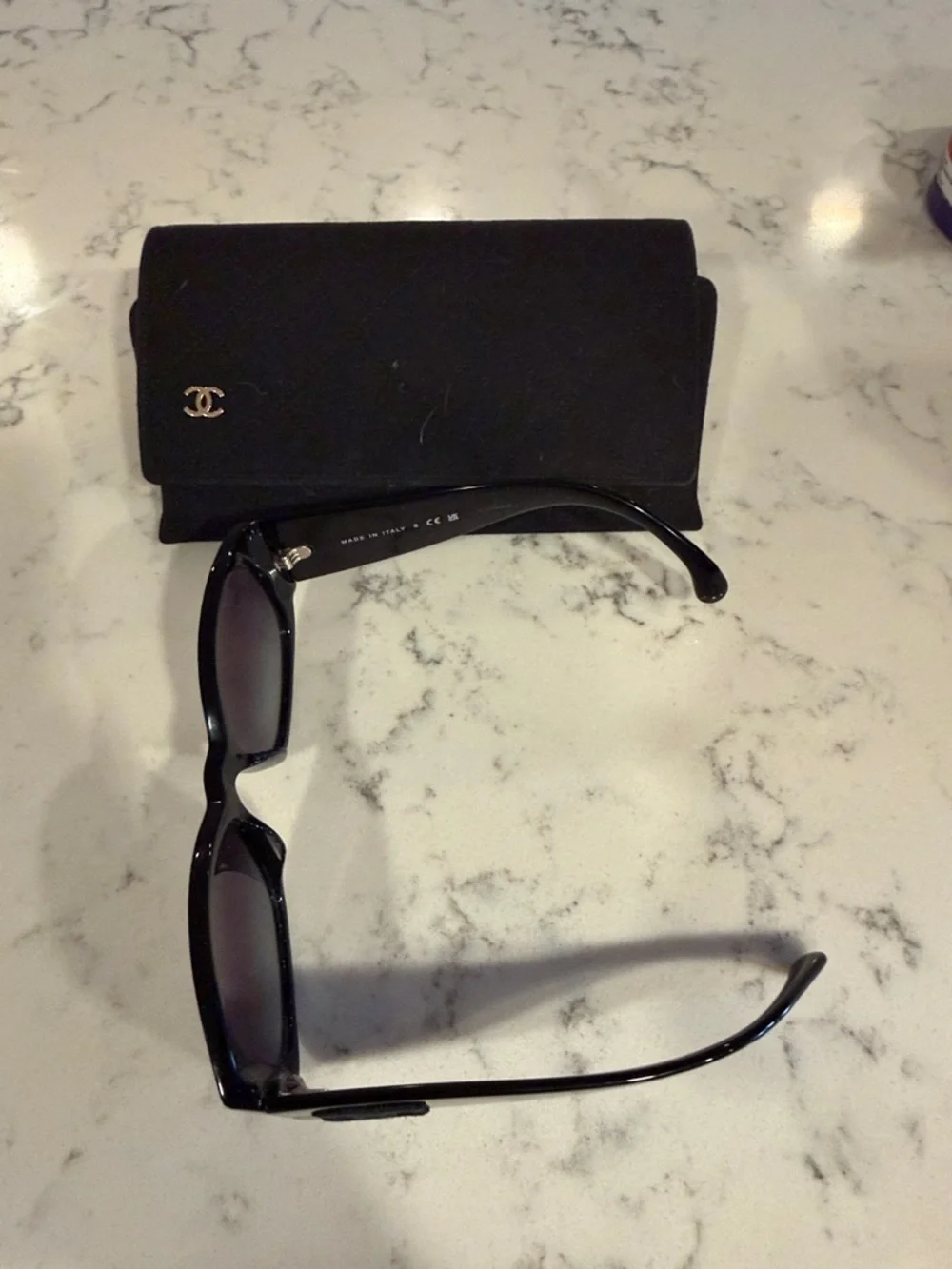 CHANEL Black Oval Sunglasses with Gradient Gray Lenses - Picture 7 of 7